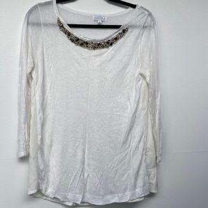 Joseph A. knit and silk sweater with beautiful beaded neckline - size M